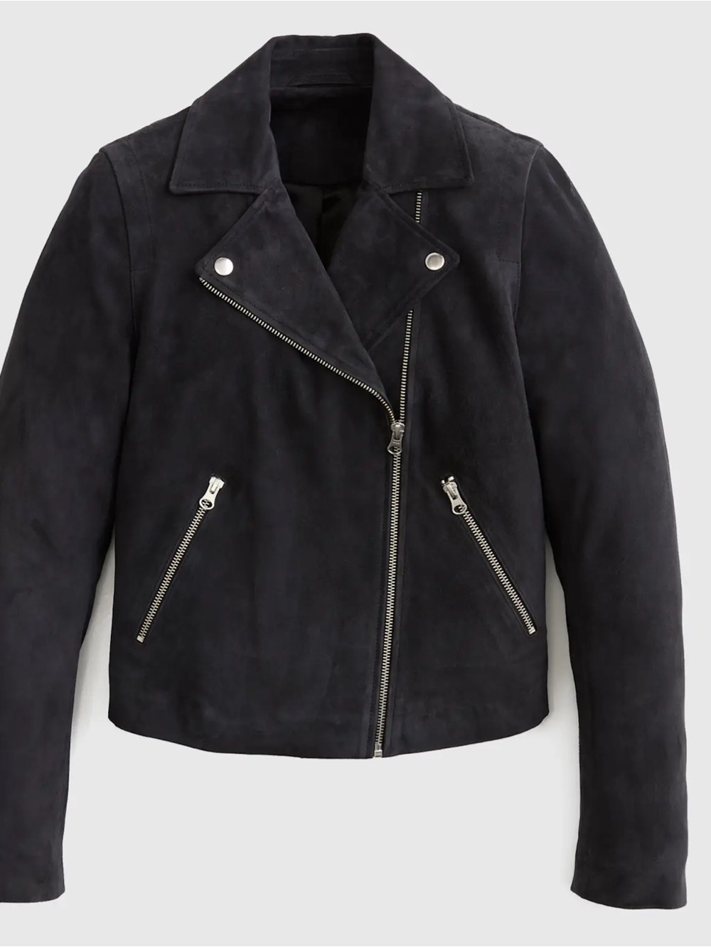 NWT Quince 100% Suede Biker Jacket in Charcoal Grey - Picture 5 of 13